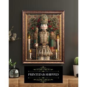 Lady Nutcracker Victorian Christmas Art Print Baroque Holiday Portrait Decor